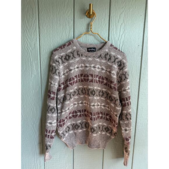Vintage Reed St. James Gray Geometric Crew Ski Sweater, Large - Picture 1 of 6